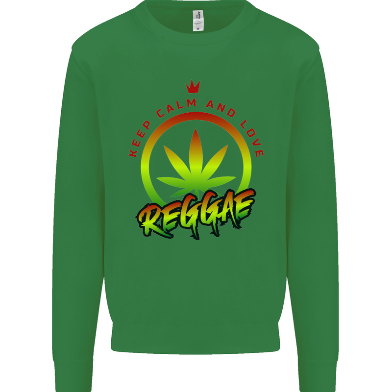 Keep Calm and Love Reggae Music Kids Sweatshirt Jumper Irish Green