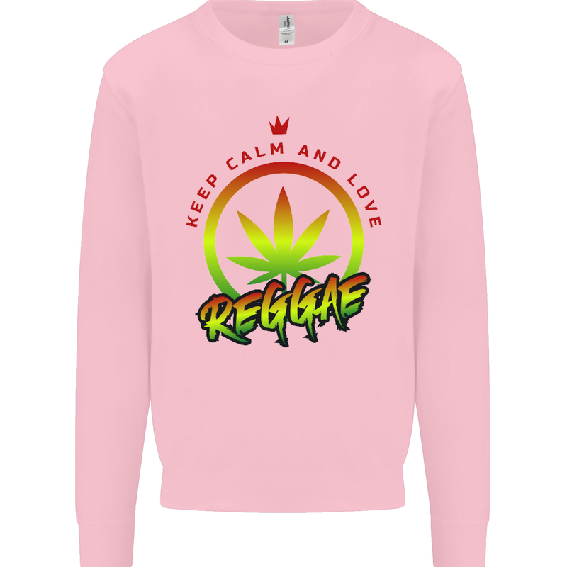 Keep Calm and Love Reggae Music Kids Sweatshirt Jumper Light Pink