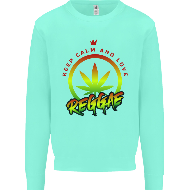 Keep Calm and Love Reggae Music Kids Sweatshirt Jumper Peppermint