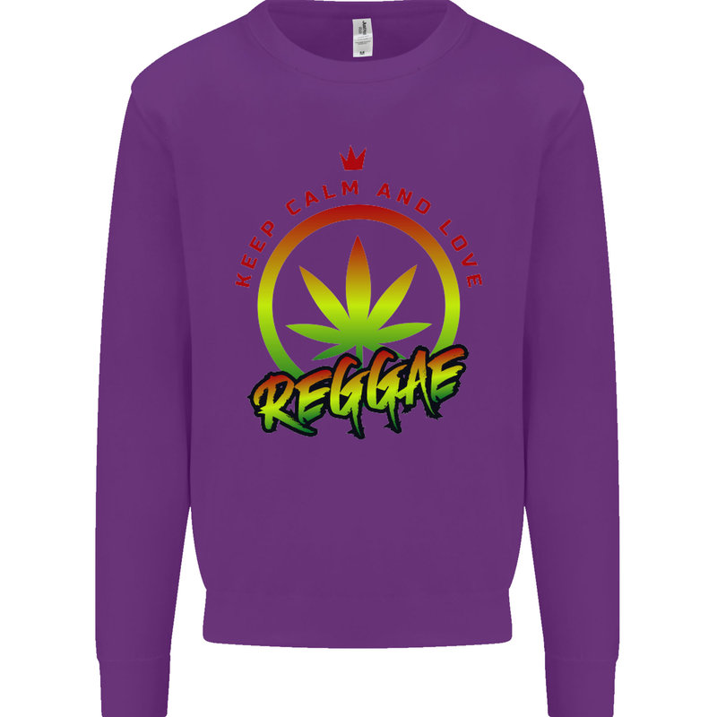 Keep Calm and Love Reggae Music Kids Sweatshirt Jumper Purple