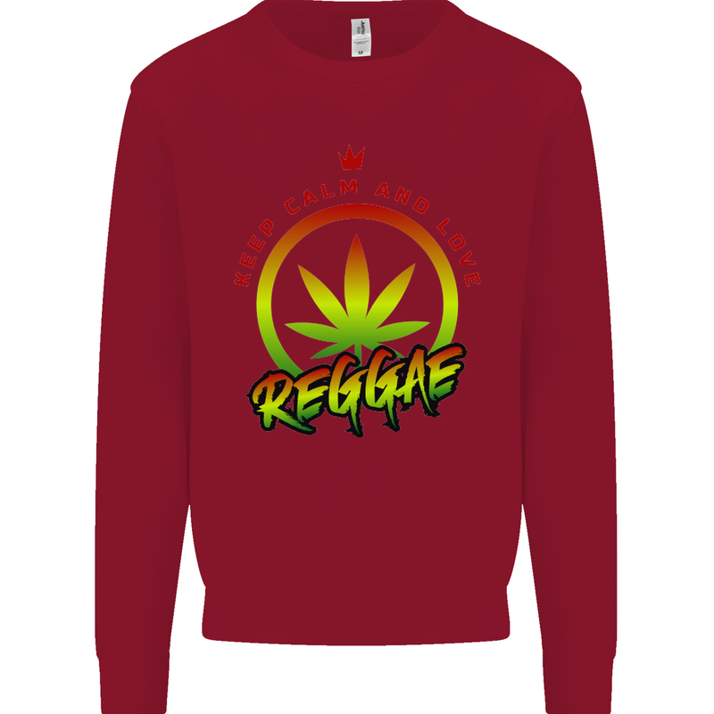Keep Calm and Love Reggae Music Kids Sweatshirt Jumper Red