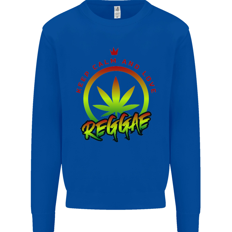 Keep Calm and Love Reggae Music Kids Sweatshirt Jumper Royal Blue