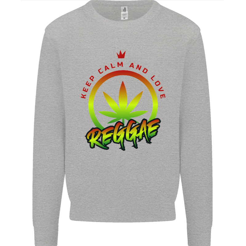 Keep Calm and Love Reggae Music Kids Sweatshirt Jumper Sports Grey
