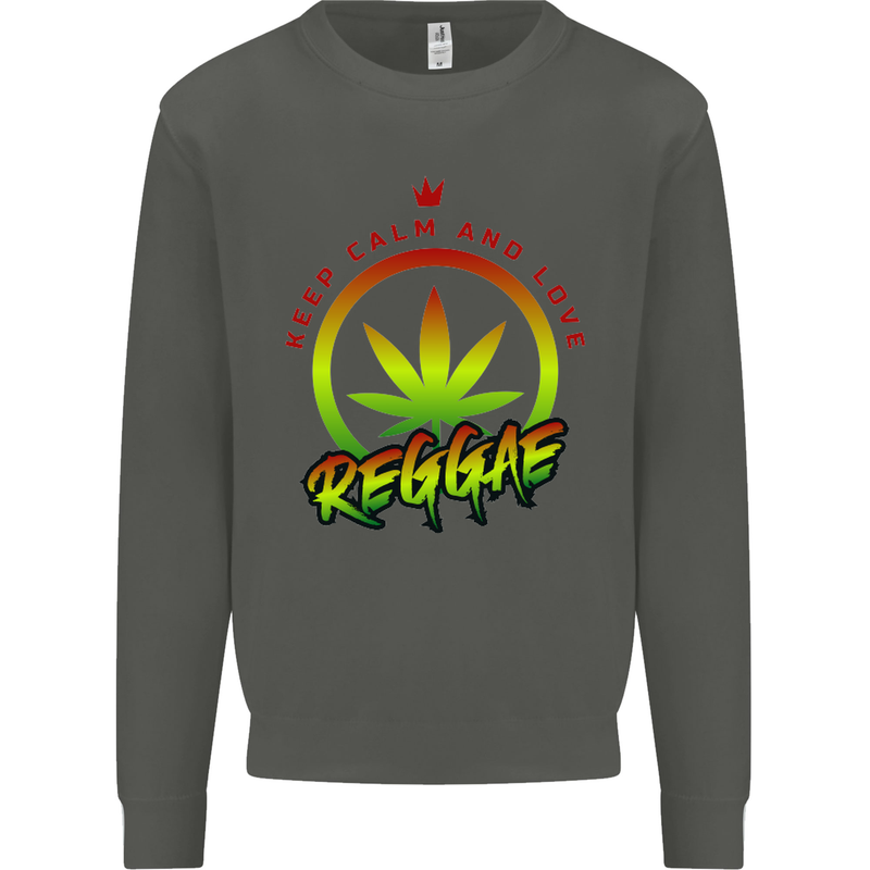 Keep Calm and Love Reggae Music Kids Sweatshirt Jumper Storm Grey