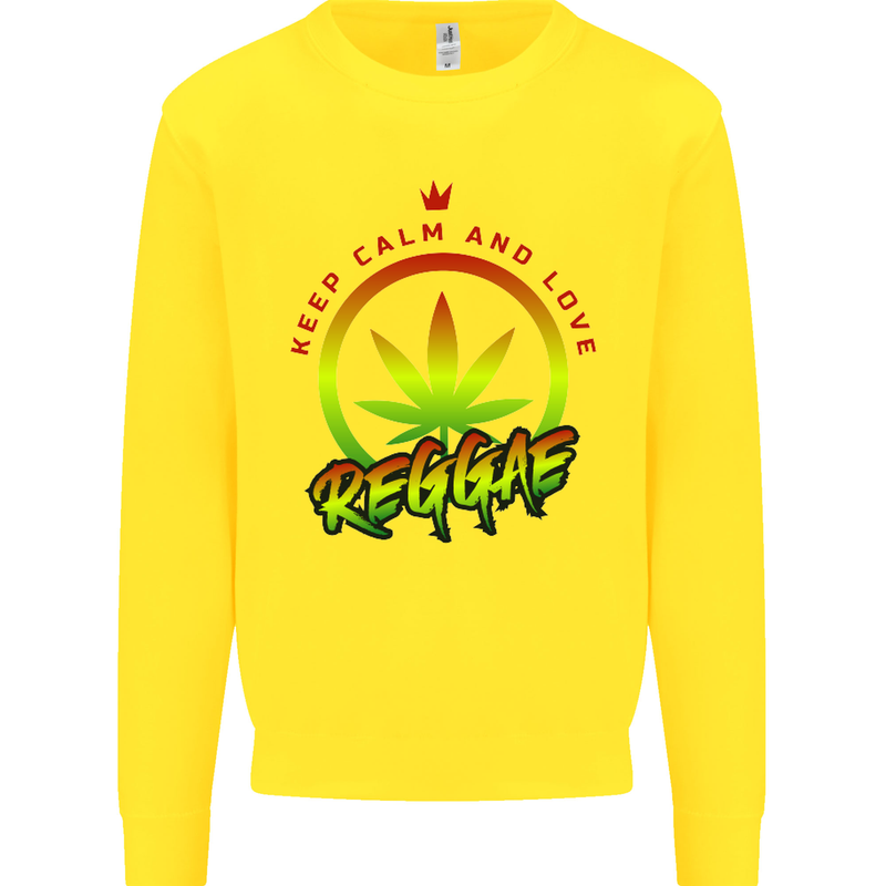 Keep Calm and Love Reggae Music Kids Sweatshirt Jumper Yellow