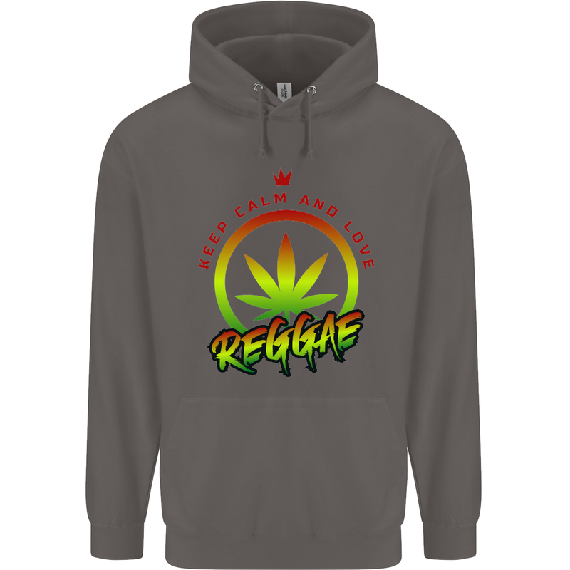 Keep Calm and Love Reggae Music Mens 80% Cotton Hoodie Charcoal