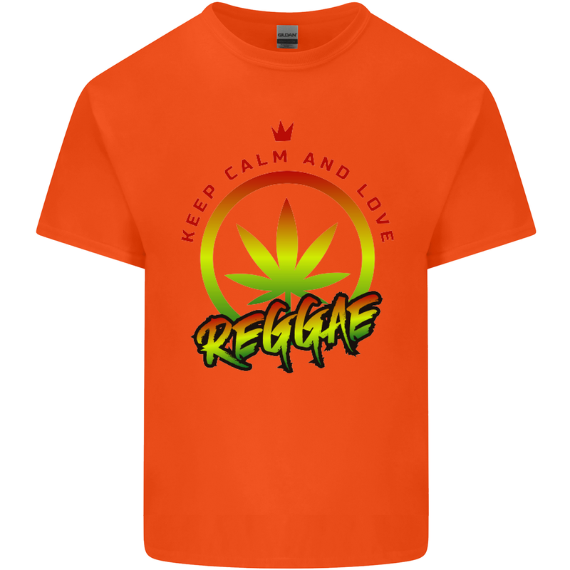 Keep Calm and Love Reggae Music Mens Cotton T-Shirt Tee Top Orange