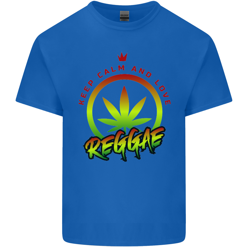 Keep Calm and Love Reggae Music Mens Cotton T-Shirt Tee Top Royal Blue