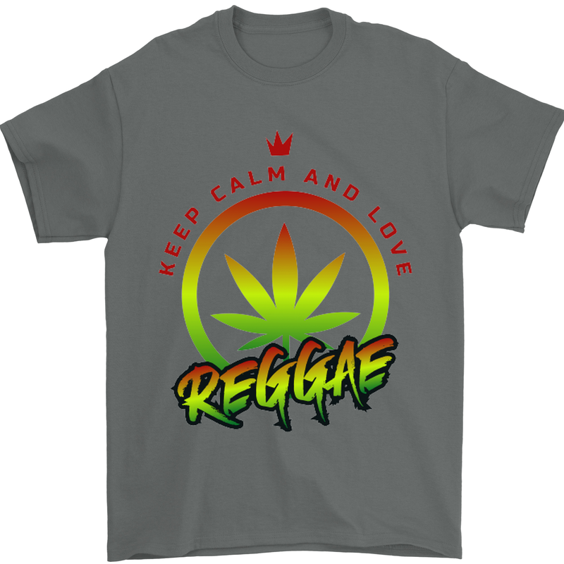 Keep Calm and Love Reggae Music Mens T-Shirt Cotton Gildan Charcoal