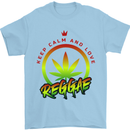 Keep Calm and Love Reggae Music Mens T-Shirt Cotton Gildan Light Blue