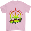 Keep Calm and Love Reggae Music Mens T-Shirt Cotton Gildan Light Pink