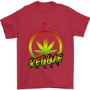 Keep Calm and Love Reggae Music Mens T-Shirt Cotton Gildan Red