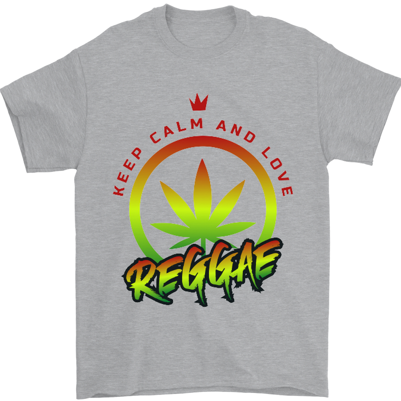 Keep Calm and Love Reggae Music Mens T-Shirt Cotton Gildan Sports Grey