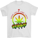 Keep Calm and Love Reggae Music Mens T-Shirt Cotton Gildan White