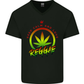 Keep Calm and Love Reggae Music Mens V-Neck Cotton T-Shirt Black