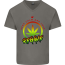 Keep Calm and Love Reggae Music Mens V-Neck Cotton T-Shirt Charcoal