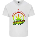 Keep Calm and Love Reggae Music Mens V-Neck Cotton T-Shirt White