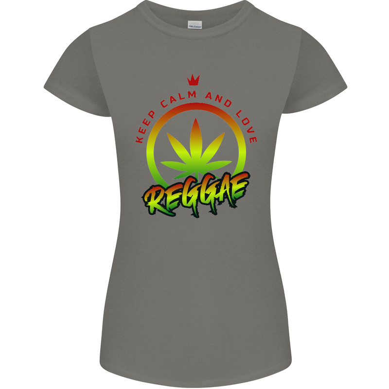 Keep Calm and Love Reggae Music Womens Petite Cut T-Shirt Charcoal