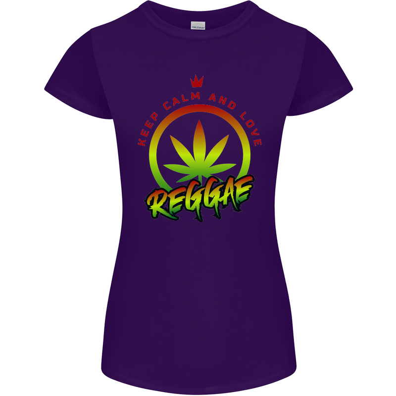 Keep Calm and Love Reggae Music Womens Petite Cut T-Shirt Purple
