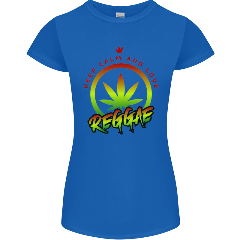 Keep Calm and Love Reggae Music Womens Petite Cut T-Shirt Royal Blue
