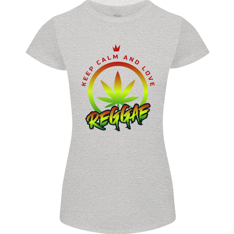 Keep Calm and Love Reggae Music Womens Petite Cut T-Shirt Sports Grey