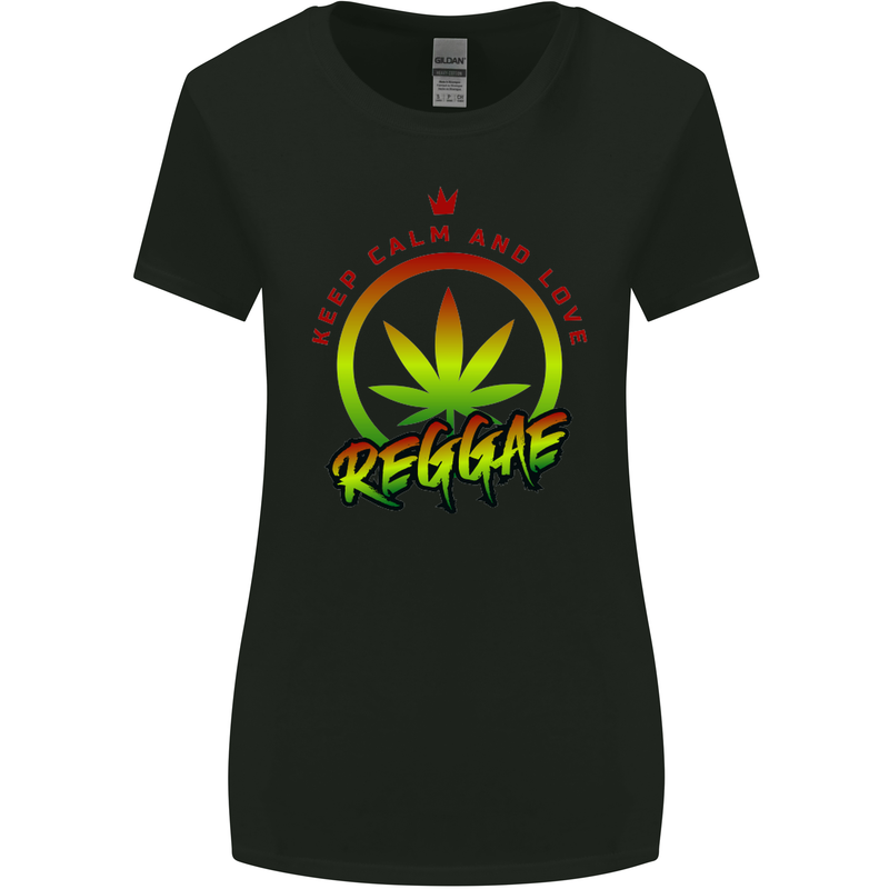 Keep Calm and Love Reggae Music Womens Wider Cut T-Shirt Black