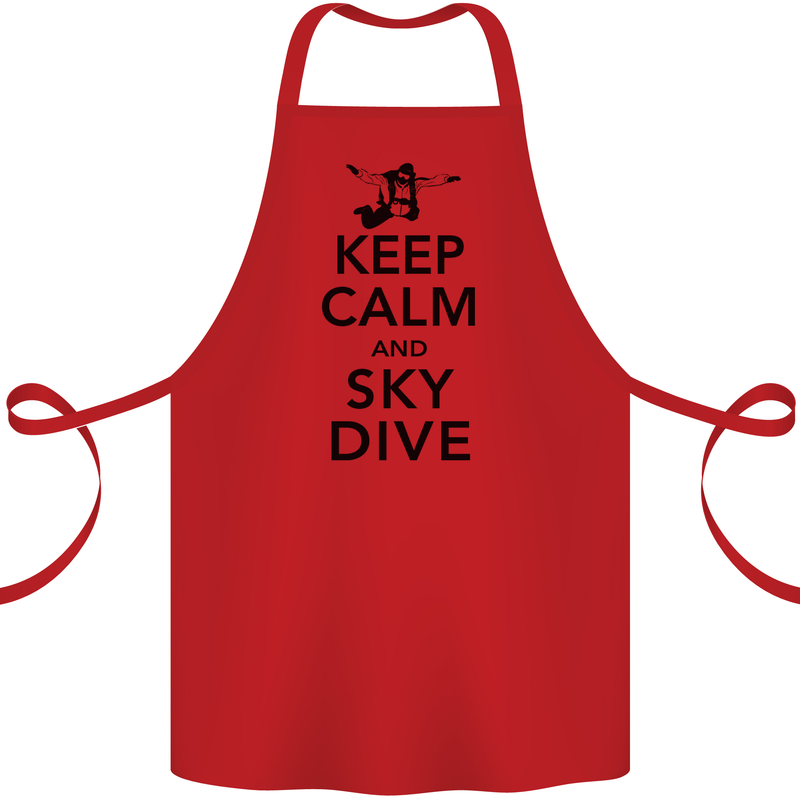 Keep Calm and Skydive Funny Skydiving Cotton Apron 100% Organic Red
