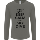 Keep Calm and Skydive Funny Skydiving Mens Long Sleeve T-Shirt Charcoal
