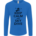 Keep Calm and Skydive Funny Skydiving Mens Long Sleeve T-Shirt Royal Blue