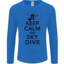 Keep Calm and Skydive Funny Skydiving Mens Long Sleeve T-Shirt Royal Blue