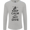 Keep Calm and Skydive Funny Skydiving Mens Long Sleeve T-Shirt Sports Grey