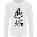 Keep Calm and Skydive Funny Skydiving Mens Long Sleeve T-Shirt White
