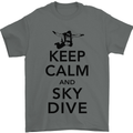Keep Calm and Skydive Funny Skydiving Mens T-Shirt Cotton Gildan Charcoal