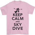 Keep Calm and Skydive Funny Skydiving Mens T-Shirt Cotton Gildan Light Pink