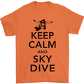 Keep Calm and Skydive Funny Skydiving Mens T-Shirt Cotton Gildan Orange