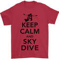 Keep Calm and Skydive Funny Skydiving Mens T-Shirt Cotton Gildan Red