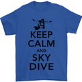 Keep Calm and Skydive Funny Skydiving Mens T-Shirt Cotton Gildan Royal Blue