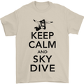 Keep Calm and Skydive Funny Skydiving Mens T-Shirt Cotton Gildan Sand