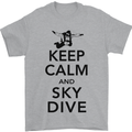 Keep Calm and Skydive Funny Skydiving Mens T-Shirt Cotton Gildan Sports Grey