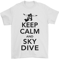 Keep Calm and Skydive Funny Skydiving Mens T-Shirt Cotton Gildan White