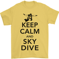 Keep Calm and Skydive Funny Skydiving Mens T-Shirt Cotton Gildan Yellow