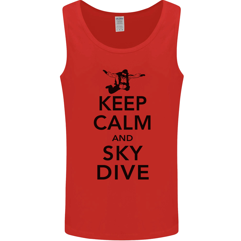Keep Calm and Skydive Funny Skydiving Mens Vest Tank Top Red