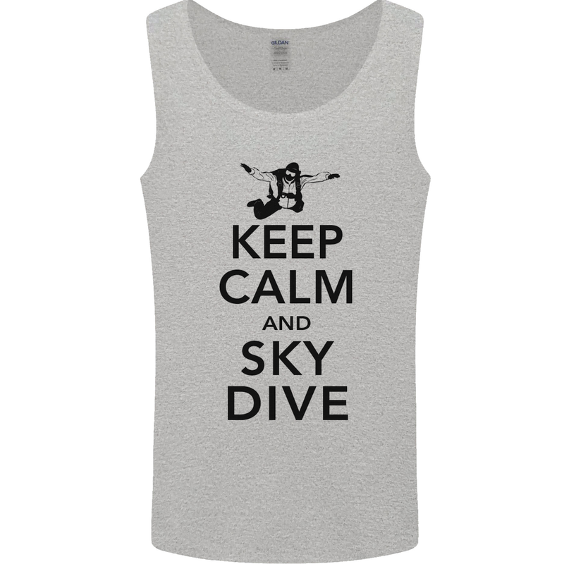 Keep Calm and Skydive Funny Skydiving Mens Vest Tank Top Sports Grey
