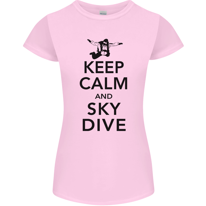 Keep Calm and Skydive Funny Skydiving Womens Petite Cut T-Shirt Light Pink