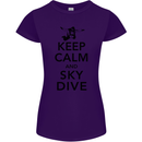 Keep Calm and Skydive Funny Skydiving Womens Petite Cut T-Shirt Purple