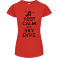 Keep Calm and Skydive Funny Skydiving Womens Petite Cut T-Shirt Red
