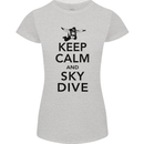 Keep Calm and Skydive Funny Skydiving Womens Petite Cut T-Shirt Sports Grey