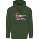 Keep It Shrimple Funny Shrimp Prawns Childrens Kids Hoodie Forest Green