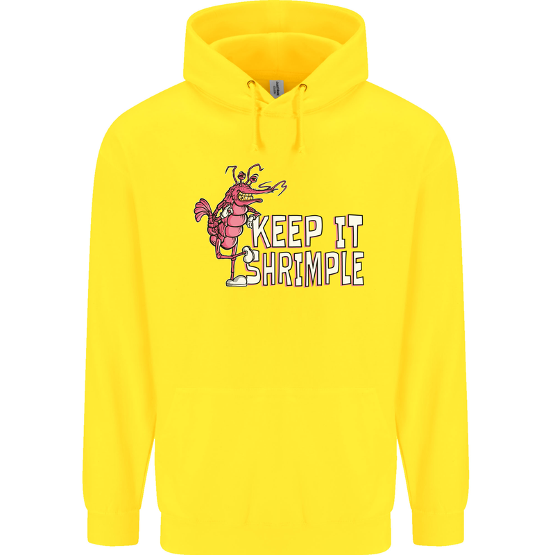 Keep It Shrimple Funny Shrimp Prawns Childrens Kids Hoodie Yellow