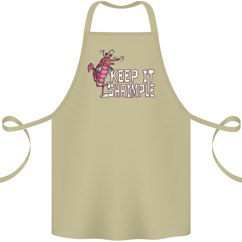Keep It Shrimple Funny Shrimp Prawns Cotton Apron 100% Organic Khaki
